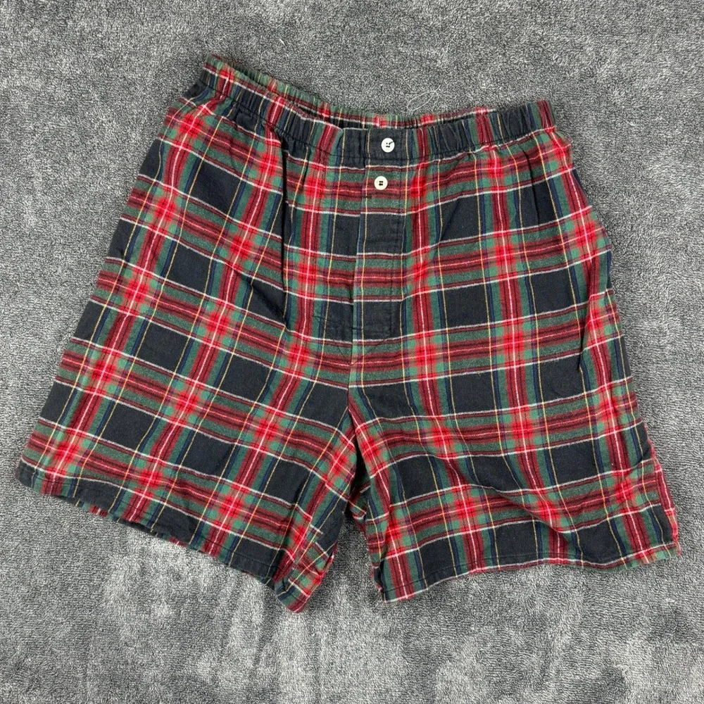 Vintage Cherokee Plaid Flannel Lounge Sleep Shorts Women M Christmas Y2K